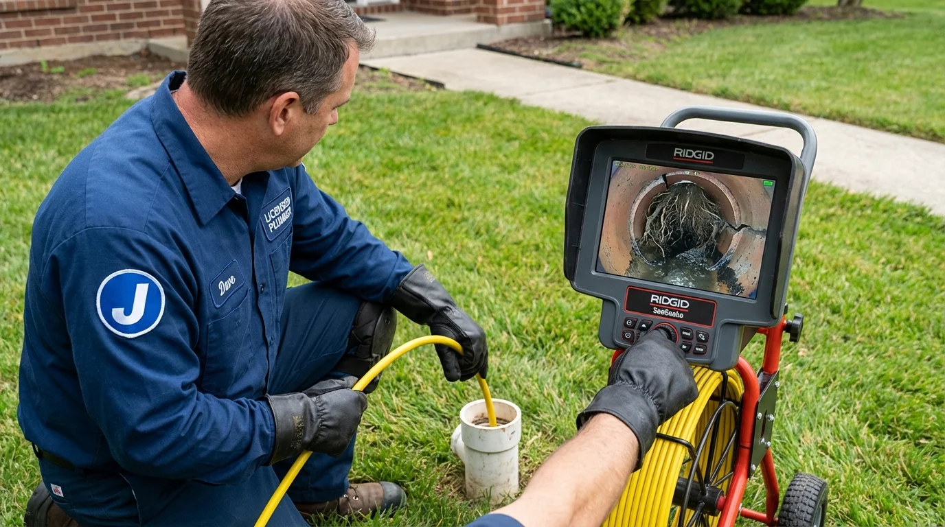 Sewer camera inspection being performed by Johns Plumbing LLC in Meredosia
